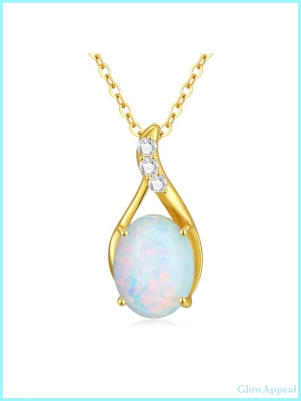 14K Solid Gold Opal Necklace Dainty Oval Pendant October Birthstone for Women